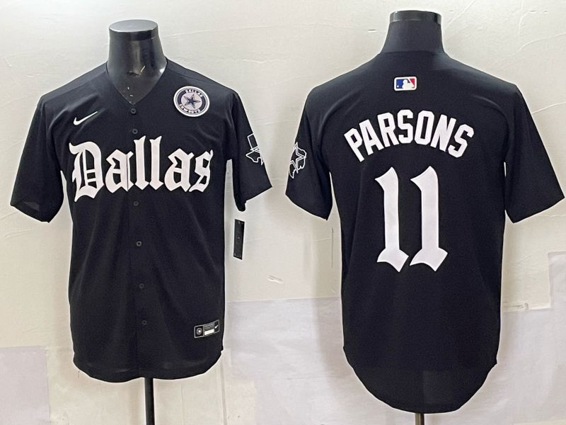 Men 2025 Nike Dallas Cowboys #11 Parsons Black 5th generation Joint Name Limited NFL Jersey 04